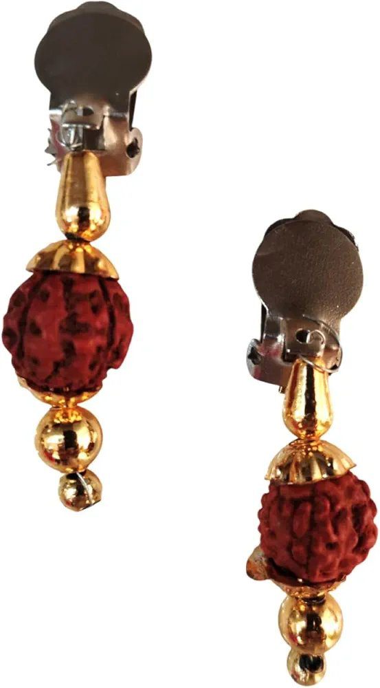 BookMyCostume Natural Brown Rudraksh Golden Plated Rudraksha Jewellery Set with Golden Beads –