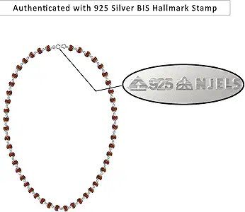 Njels 925 BIS Hallmark Silver Original Rudraksha Mala for Men | Copy