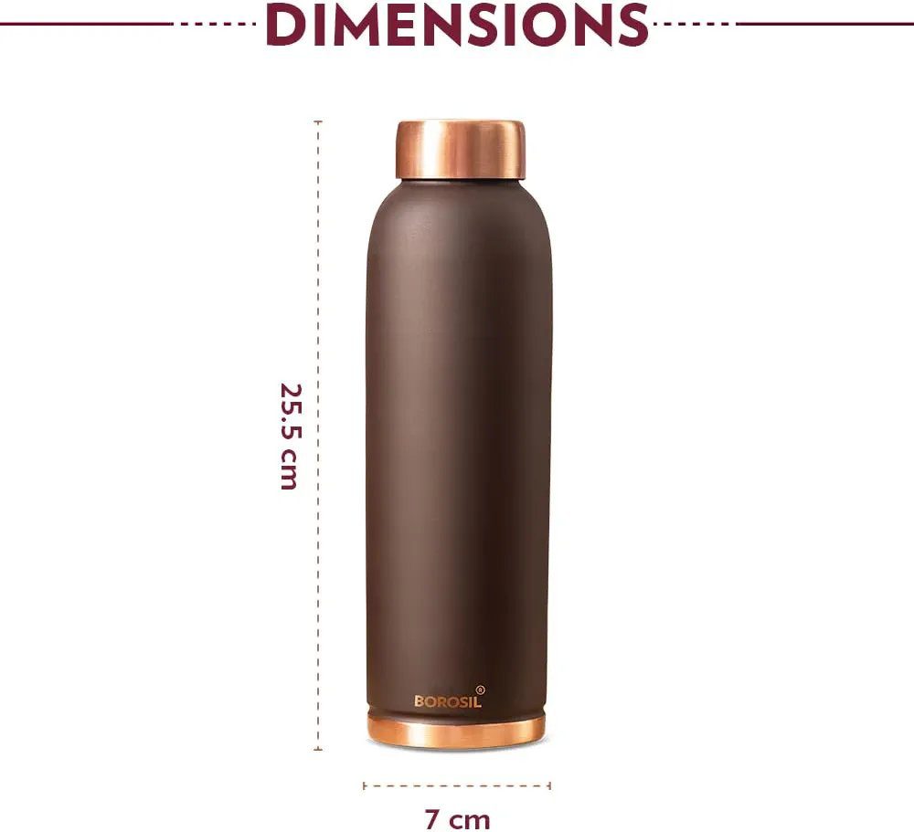 BOROSIL 100% Pure Copper Colour Copper bottle 1 Litre Brown