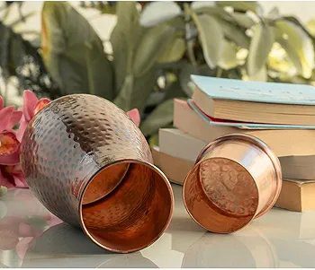INDIAN ART VILLA Pure Copper Water Bottle Volume 950 ml