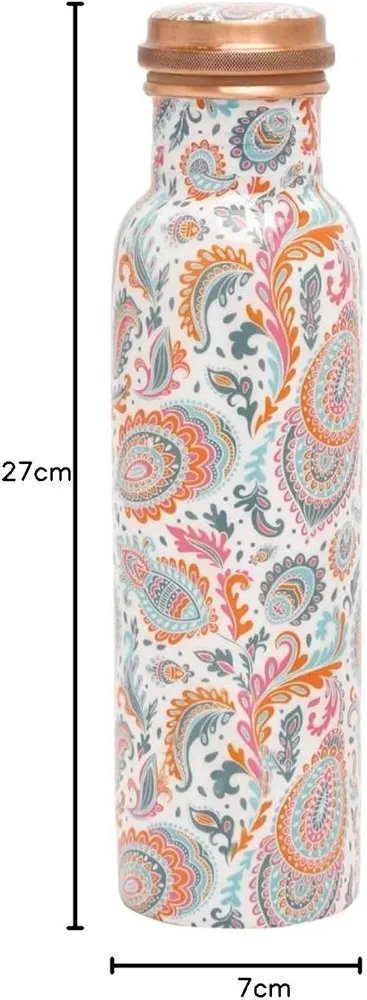 KC Pure Copper Designer Water Bottle 1000ml Meena Pink Design