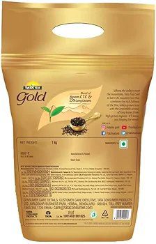 Tata Tea Gold 1kg, Premium Assam Teas With Gently Rolled Aromatic Long Loose Leaves, Rich &amp; Aromatic Chai, Black Tea