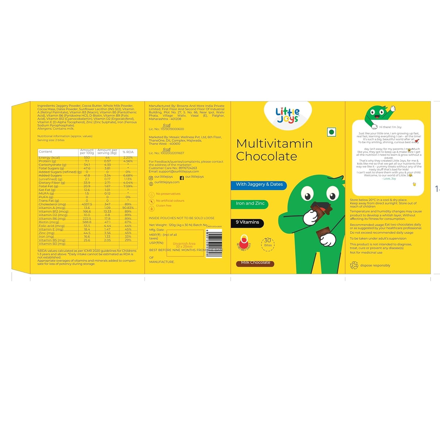 Little Joys Multivitamin Chocolate For Kids 2+ years