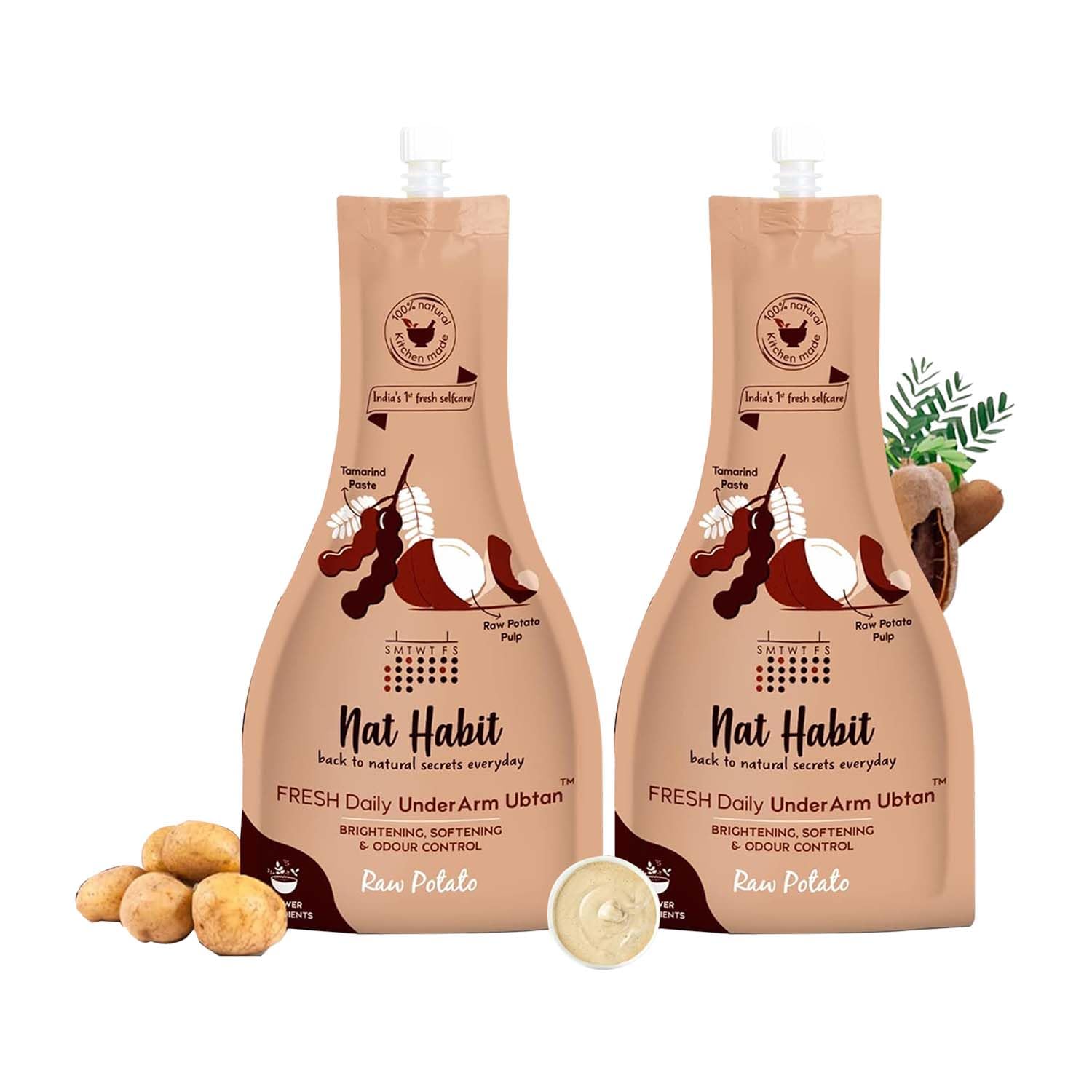 Nat Habit Raw Potato Underarm Ubtan & Scrub -(40gm X Pack Of 2)