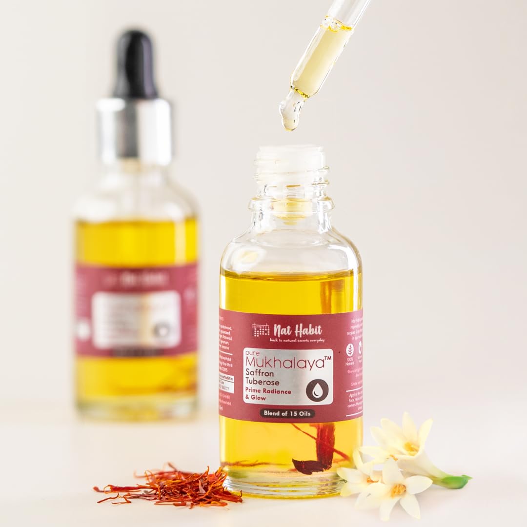 Nat Habit Saffron Tuberose Mukhalaya, Face Oil For Radiance & Glow (30ml)
