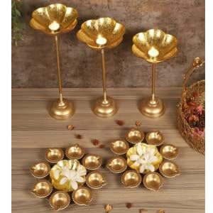 LUXURY LODGE Luxury Lodge Urli Bowl Tealight Holder Set of 3 for Décor