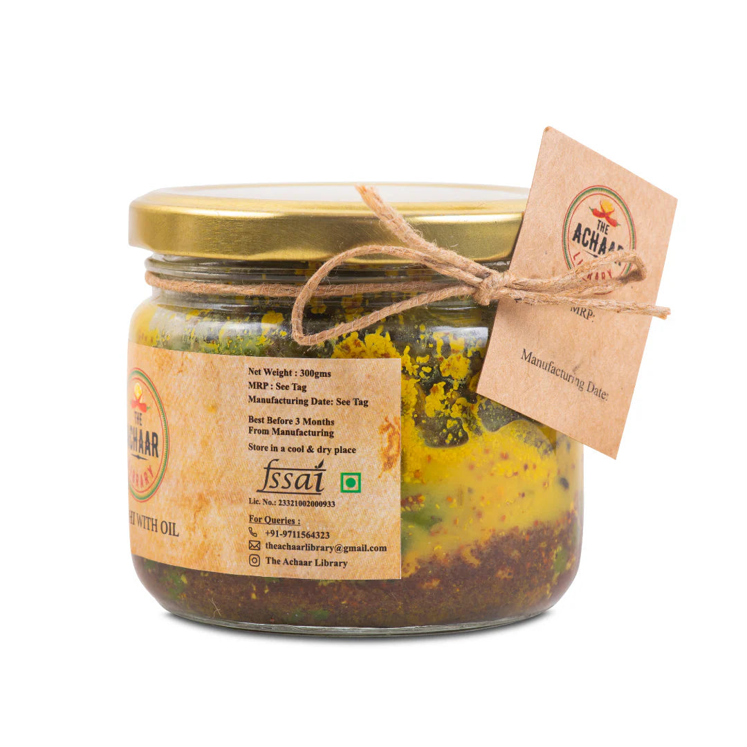 The Achaar Library - Green Chilli Pickle - Hari Mirchi Ka Achar with Oil 500g