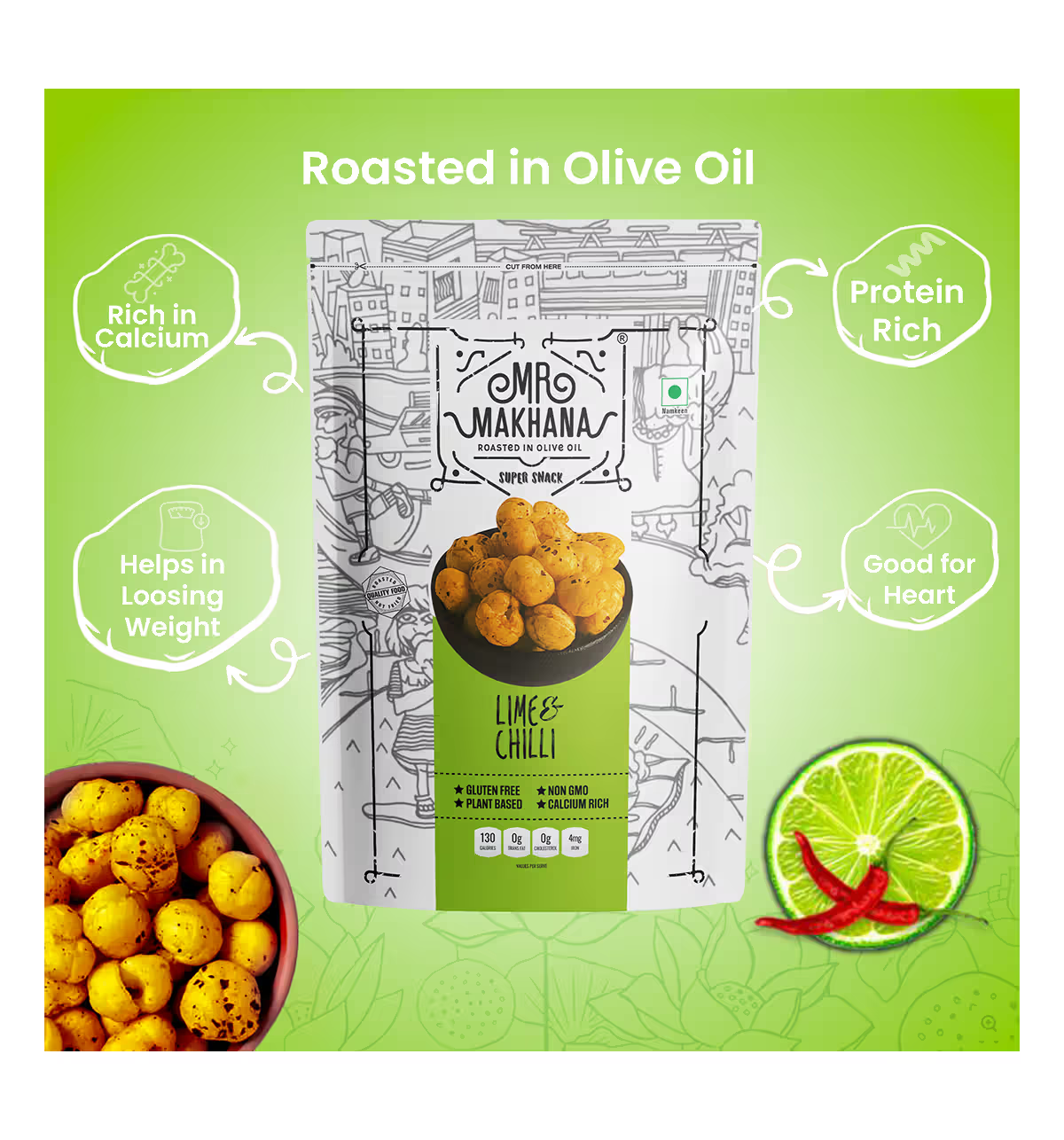Mr Makhana Lime Chilli 55grms