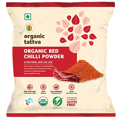 Organic Tattva Red Chilli Powder, 100 g Pouch