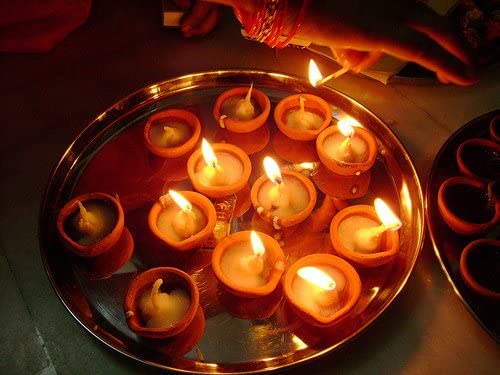 Pure Source India Natural Clay Traditional Diwali Ke Diye - set of 12
