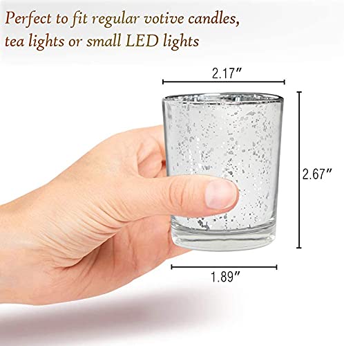 The Purple Tree Silver Mercury Votive Tealight Candle Holders For Diwali Christmas (Pack Of 6)