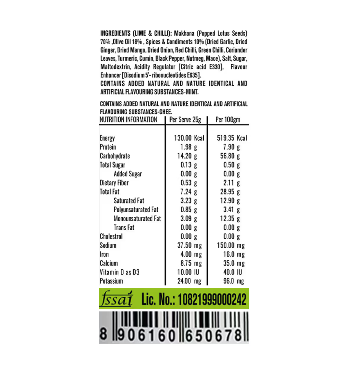 Mr Makhana Lime Chilli 55grms