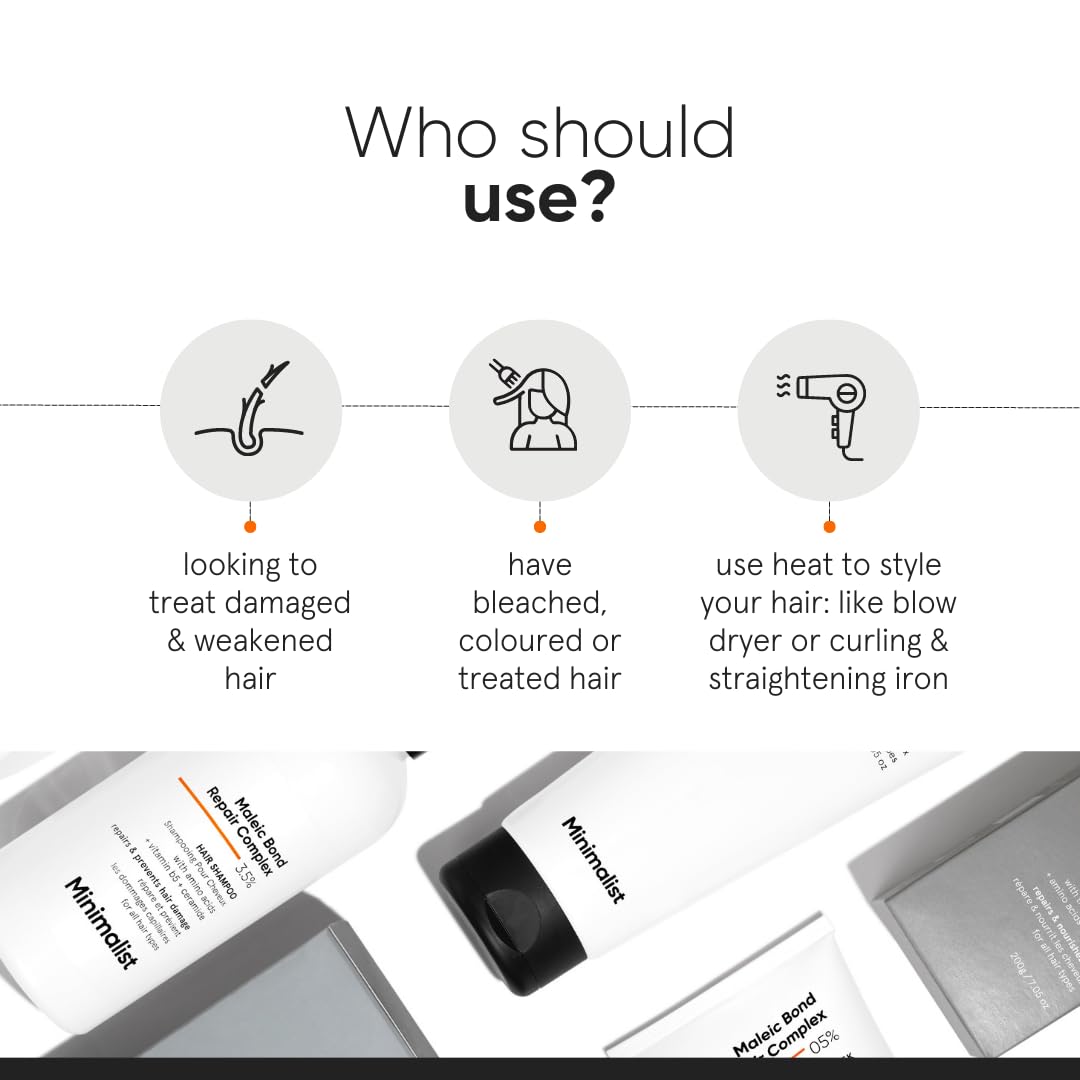 Minimalist Maleic Bond Repair Complex Shampoo & Conditioner Combo (Hair Shampoo & Mask)