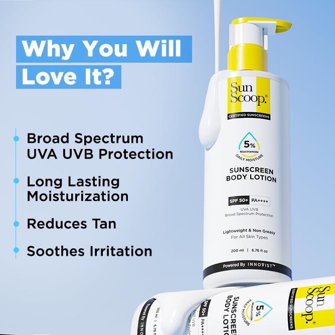 SunScoop 5% Niacinamide Daily Moisture Sunscreen Body Lotion SPF 50+ PA++++ Broad Spectrum