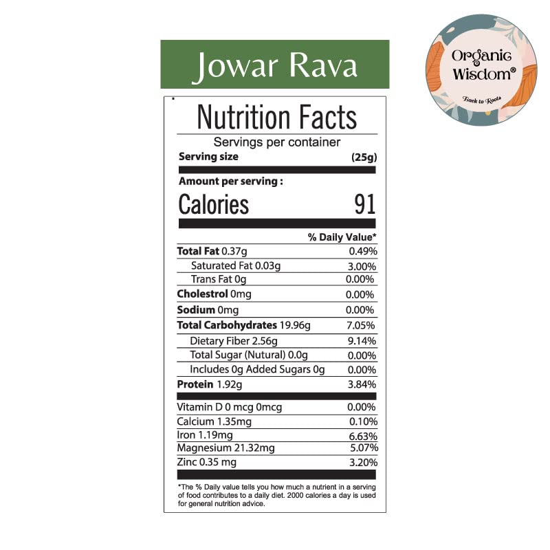 ORGANIC WISDOM-Back to Roots Jowar Rava 400 G