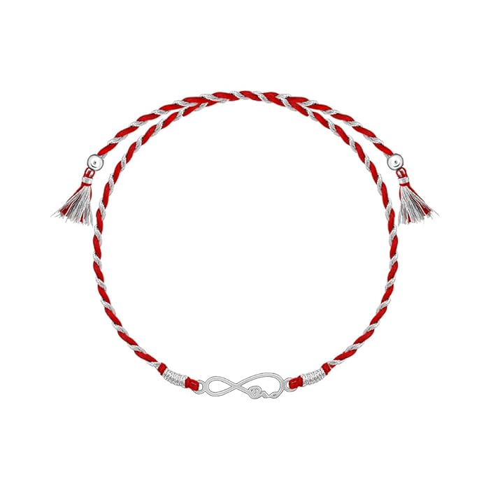 GIVA 925 Silver Infinity Rakhi With Roli Chawal, Cotton Thread | Quirky Rakshabandhan for Brother | Silver Rakhi for Boys &amp; Men With Certificate of Authenticity and 925 Stamp