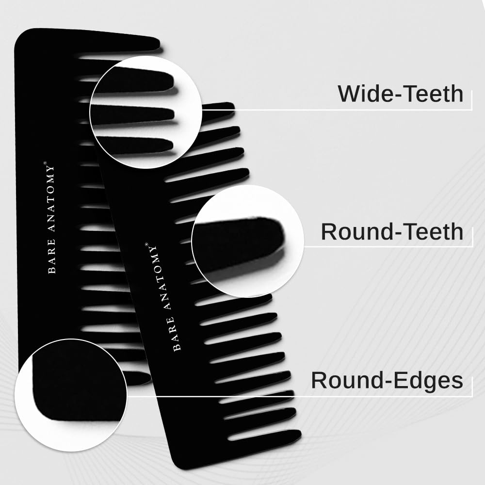Bare Anatomy Handcrafted Black Comb | Wide-Tooth Detangler