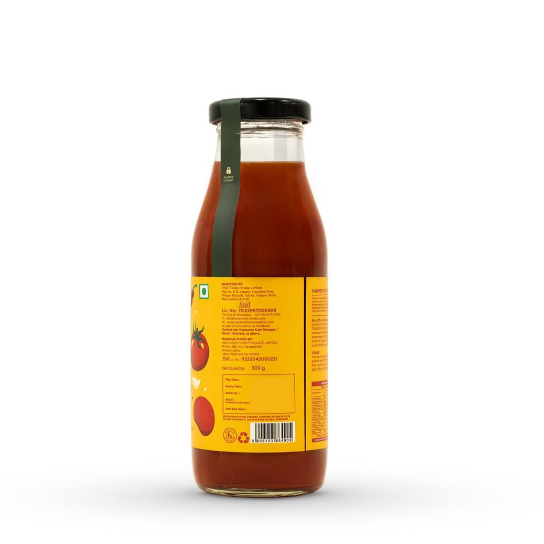 Two Brothers Organic Farms Truemato Ketchup - Spicy Tomato Ketchup - 300g
