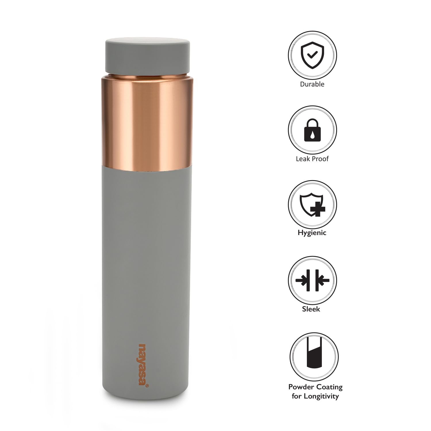 Nayasa Tower Deluxe Copper Water Bottle- 1000 ML