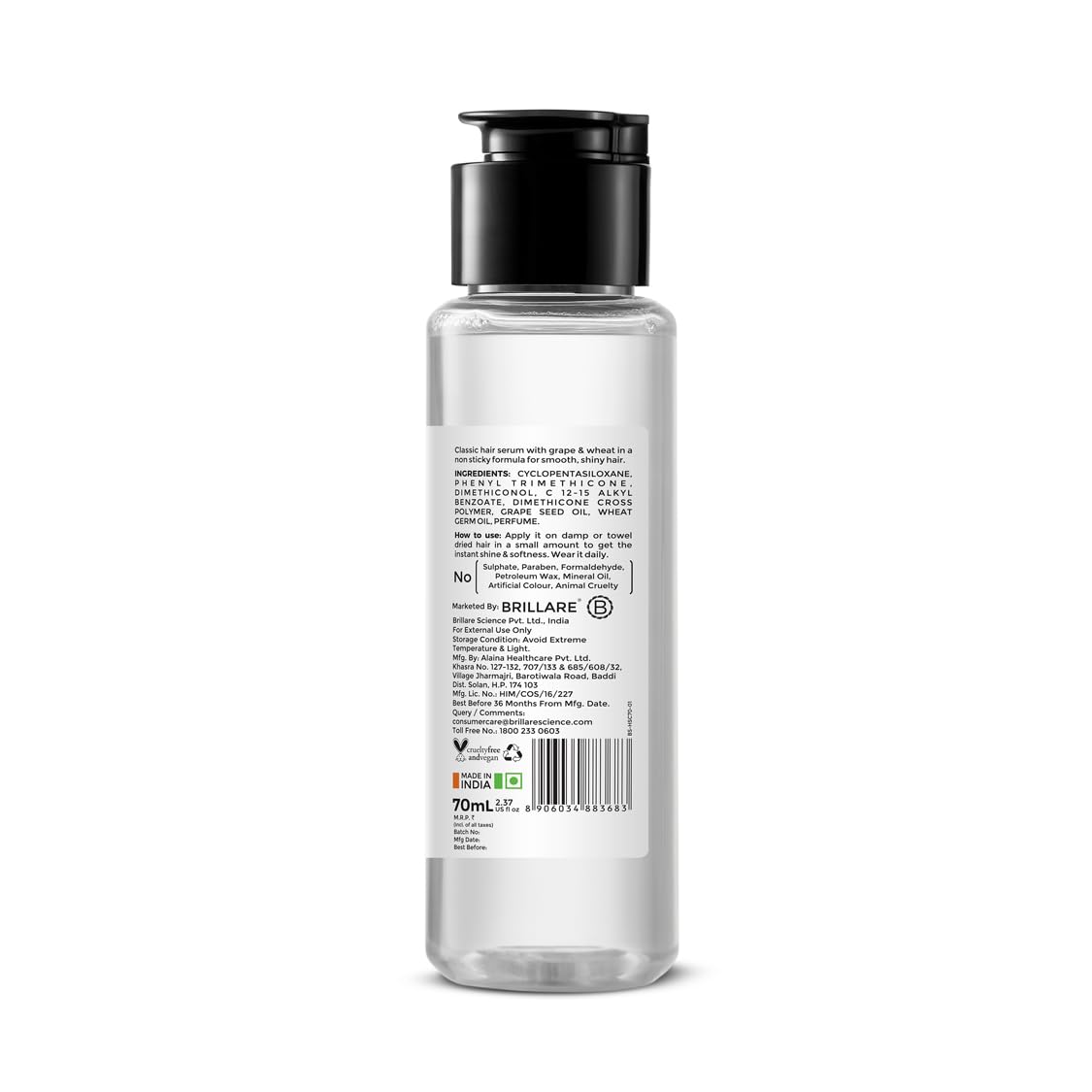 Brillare Professional Classic Hair Serum For Dry Frizzy Hair - 70 ml