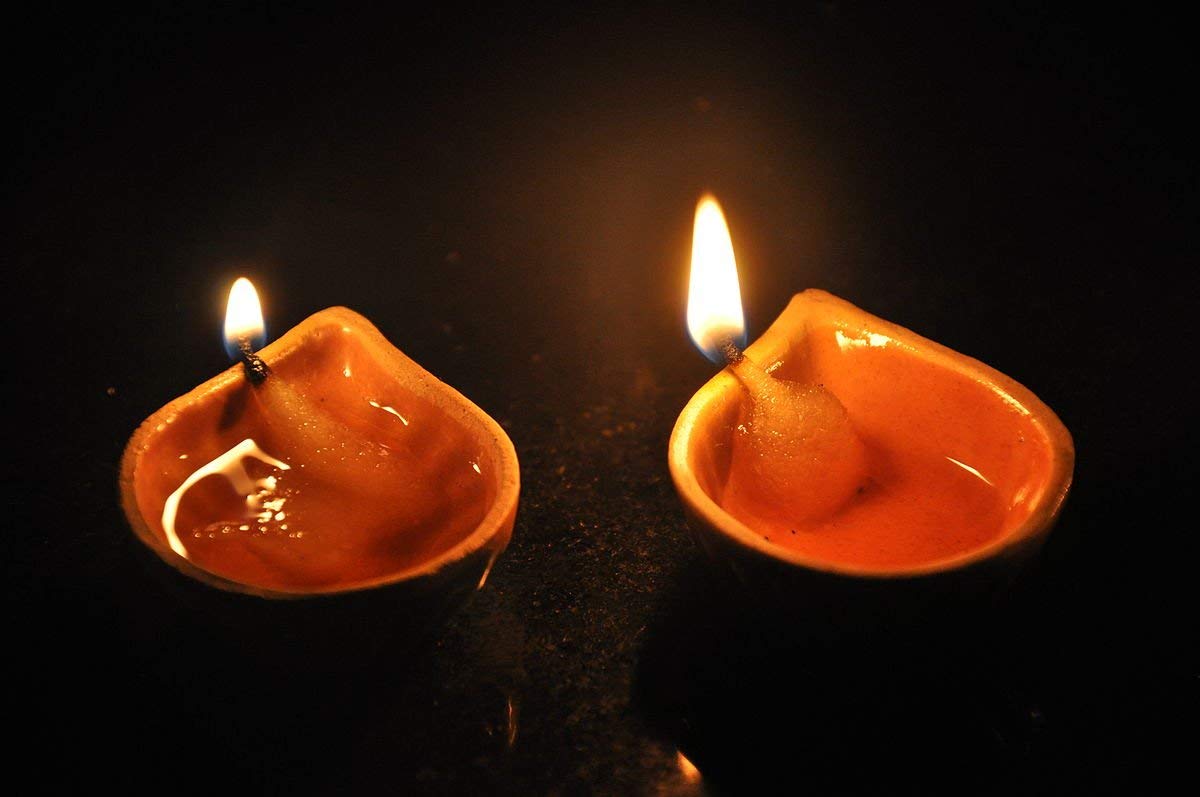 Pure Source India Natural Clay Traditional Diwali Ke Diye - set of 12