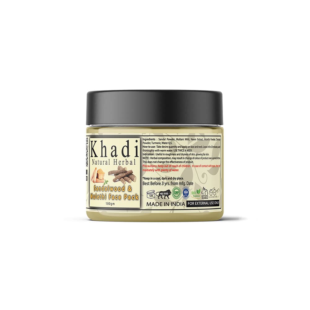 Khadi Natural Herbal Sandalwood Face Pack For Skin Brightening 180gm Pack