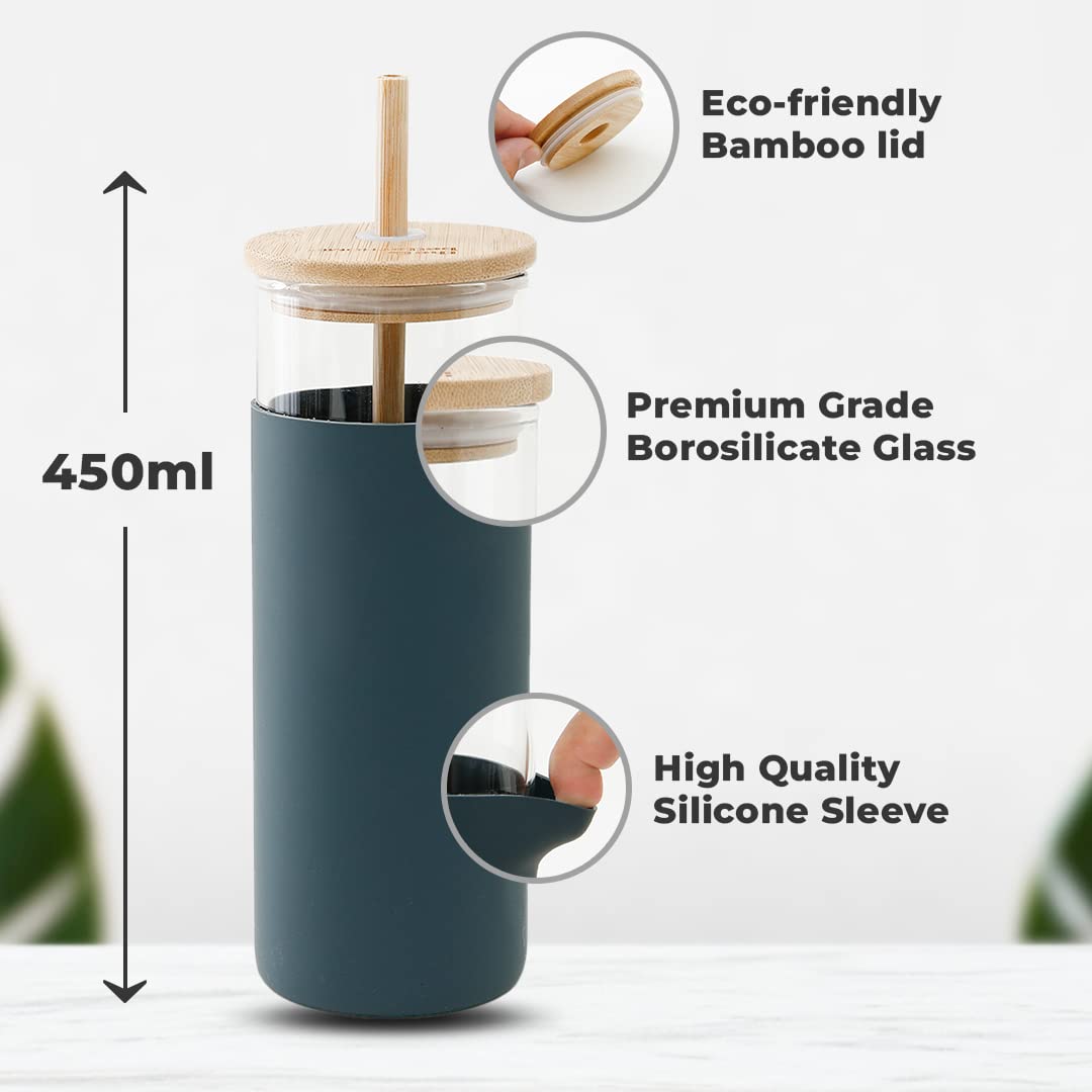Better Home Borosilicate Glass Tumbler with Straw 450ml