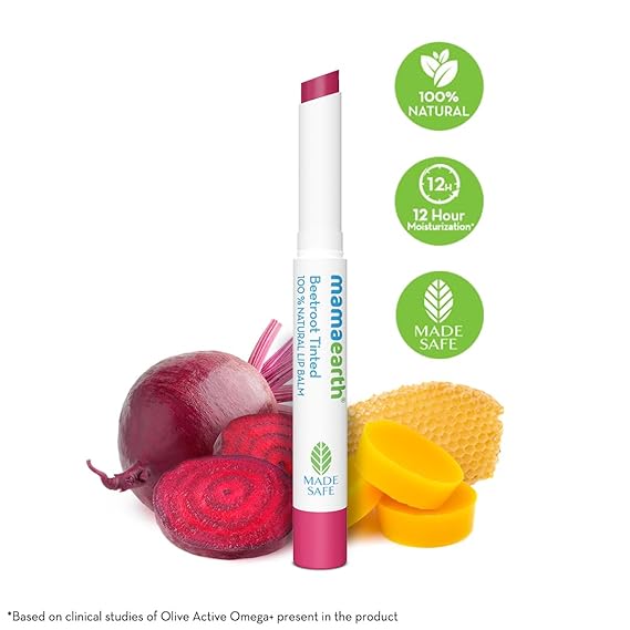 Mamaearth Beetroot Tinted 100% Natural Lip Balm with Beetroot &amp; Beeswax - 2 g