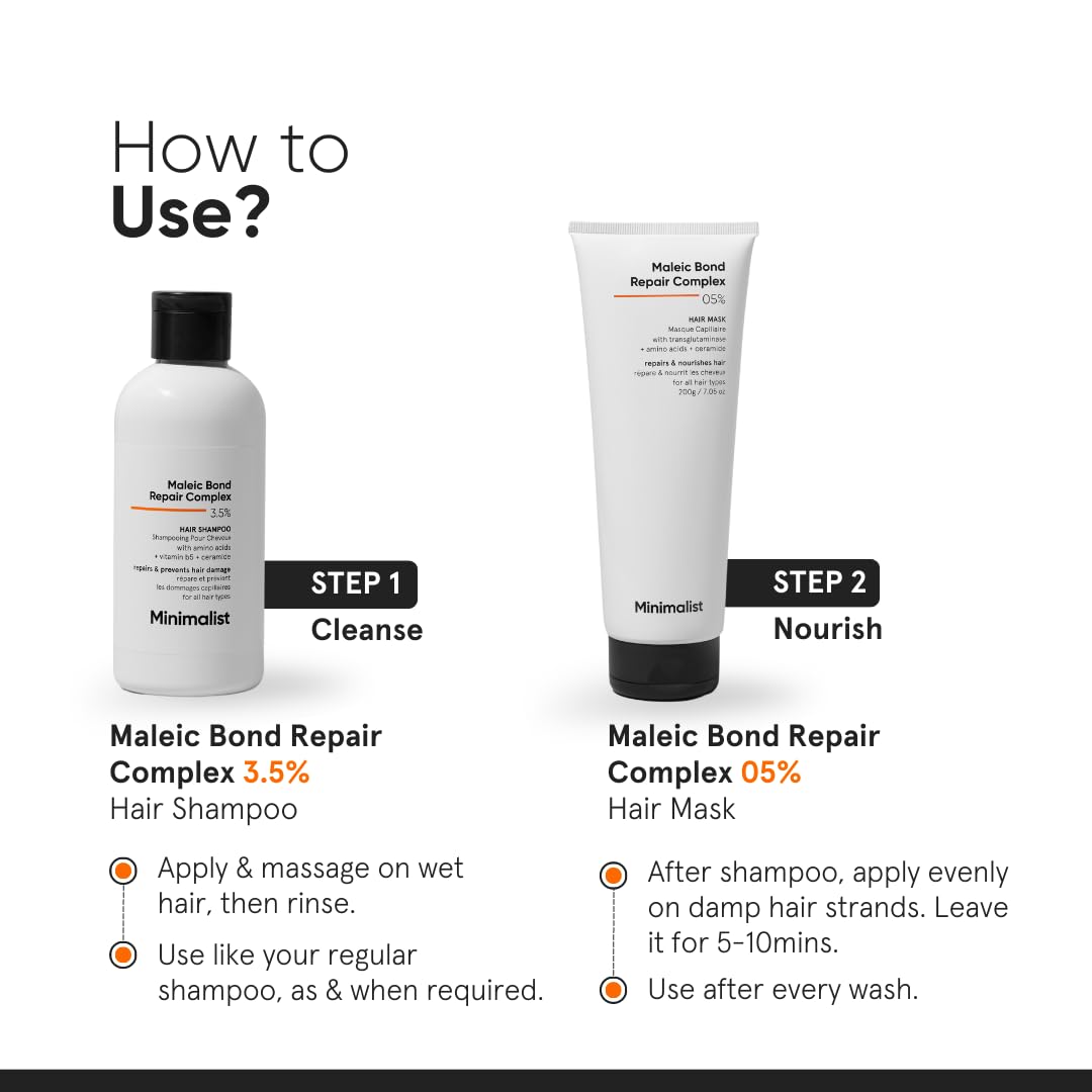 Minimalist Maleic Bond Repair Complex Shampoo & Conditioner Combo (Hair Shampoo & Mask)