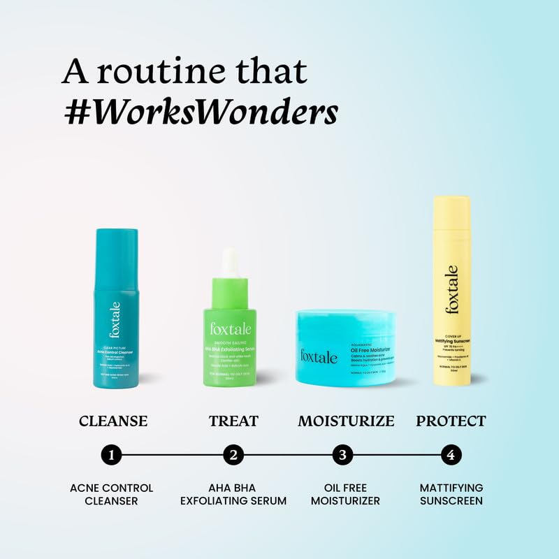 Foxtale Oil-Free Gel Moisturizer for Face | Hyaluronic Acid, Niacinamide, Betaine, Marine Algae