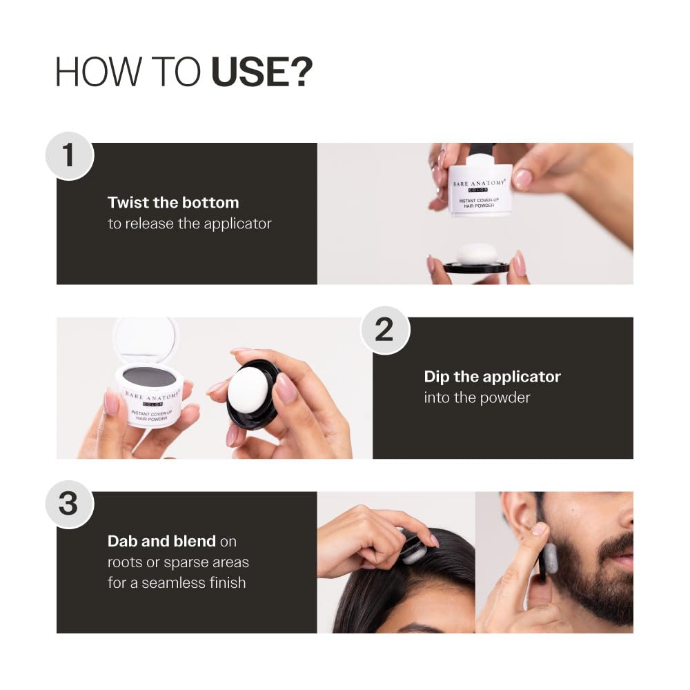 Bare Anatomy Instant Cover-Up Hair Powder | 100% Instant Grey Coverage