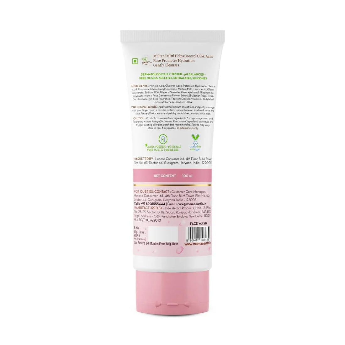 Mamaearth Multani Mitti Face Wash with Multani Mitti &amp; Bulgarian Rose - 100ml