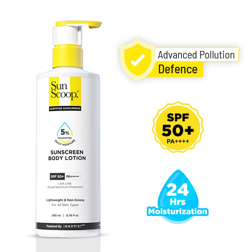 SunScoop 5% Niacinamide Daily Moisture Sunscreen Body Lotion SPF 50+ PA++++ Broad Spectrum
