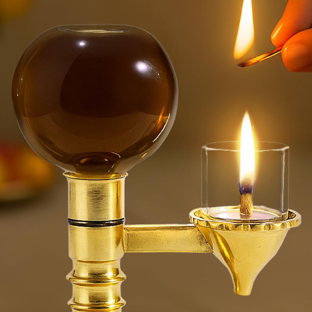 Divine Tales Brass Akhand Jyot Diya for Pooja Meditation