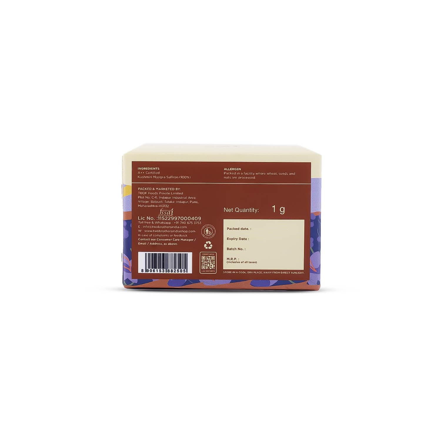 TWO BROTHERS ORGANIC FARMS Kashmiri Mongra Saffron (1g)