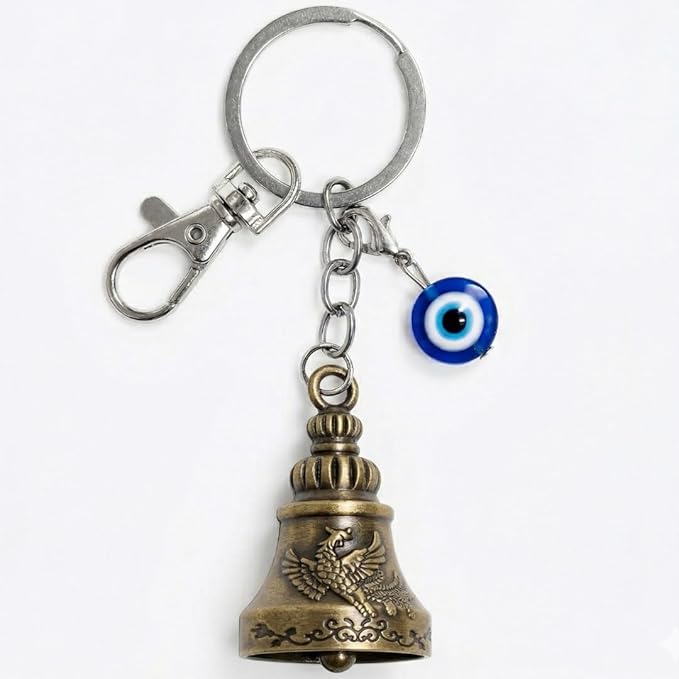 OTTAVO Premium Guardian Bell Keychain for Bike & Car - Antique Brass