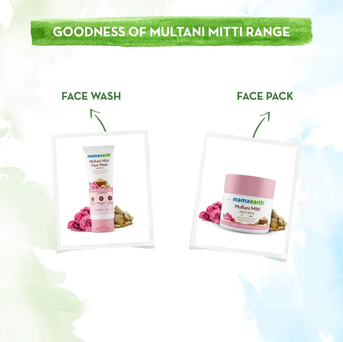 Mamaearth Multani Mitti Face Wash with Multani Mitti &amp; Bulgarian Rose - 100ml