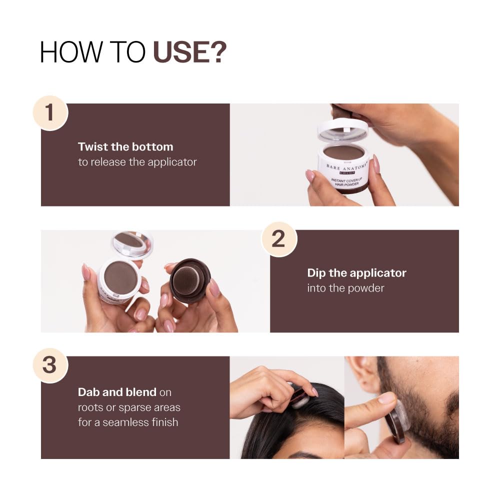 Bare Anatomy Instant Cover-Up Hair Powder | 100% Instant Grey Coverage