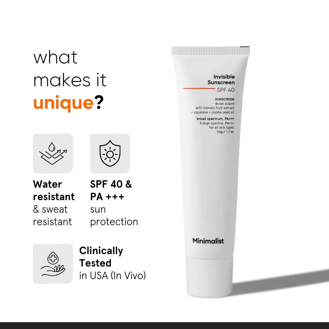 Minimalist UV Protection Invisible Sunscreen SPF 40 PA+++ for Oily Skin| 50 gm
