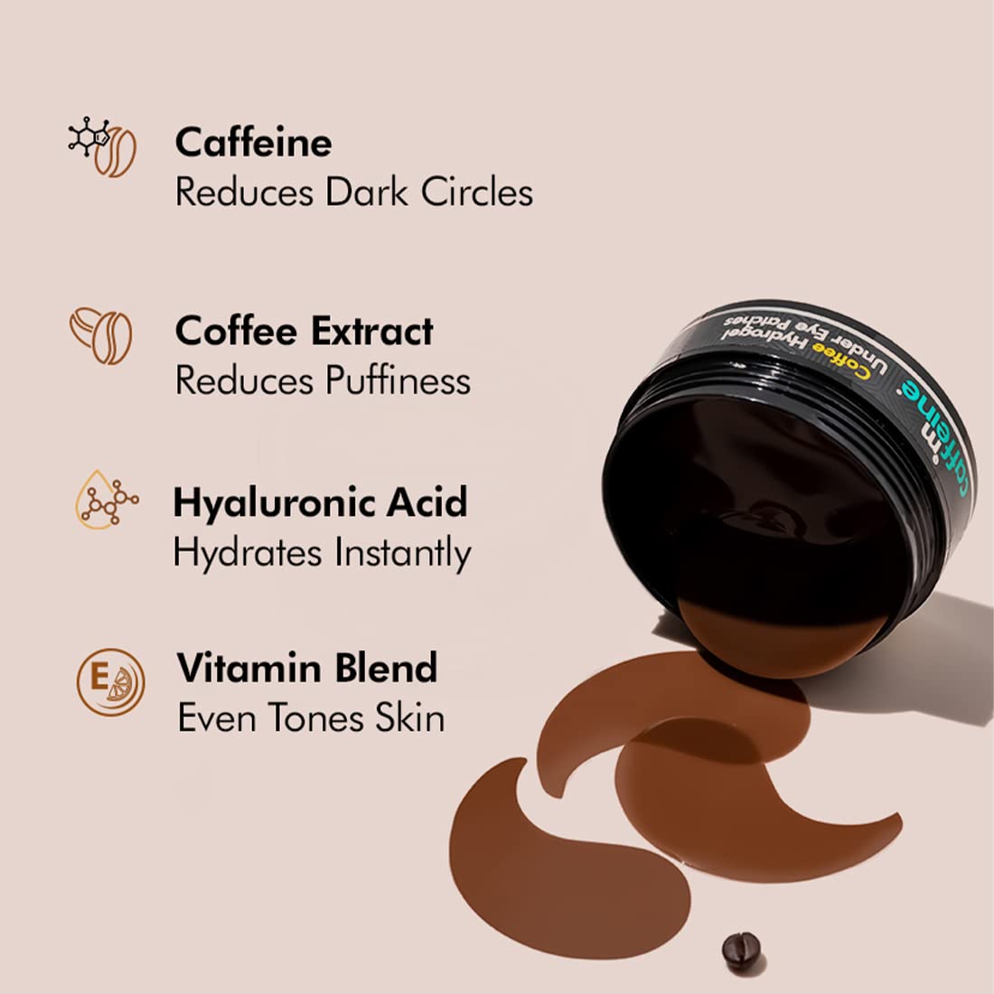 mCaffeine Coffee Hydrogel Eye Patches for Dark Circles- 30 Pairs | 90G