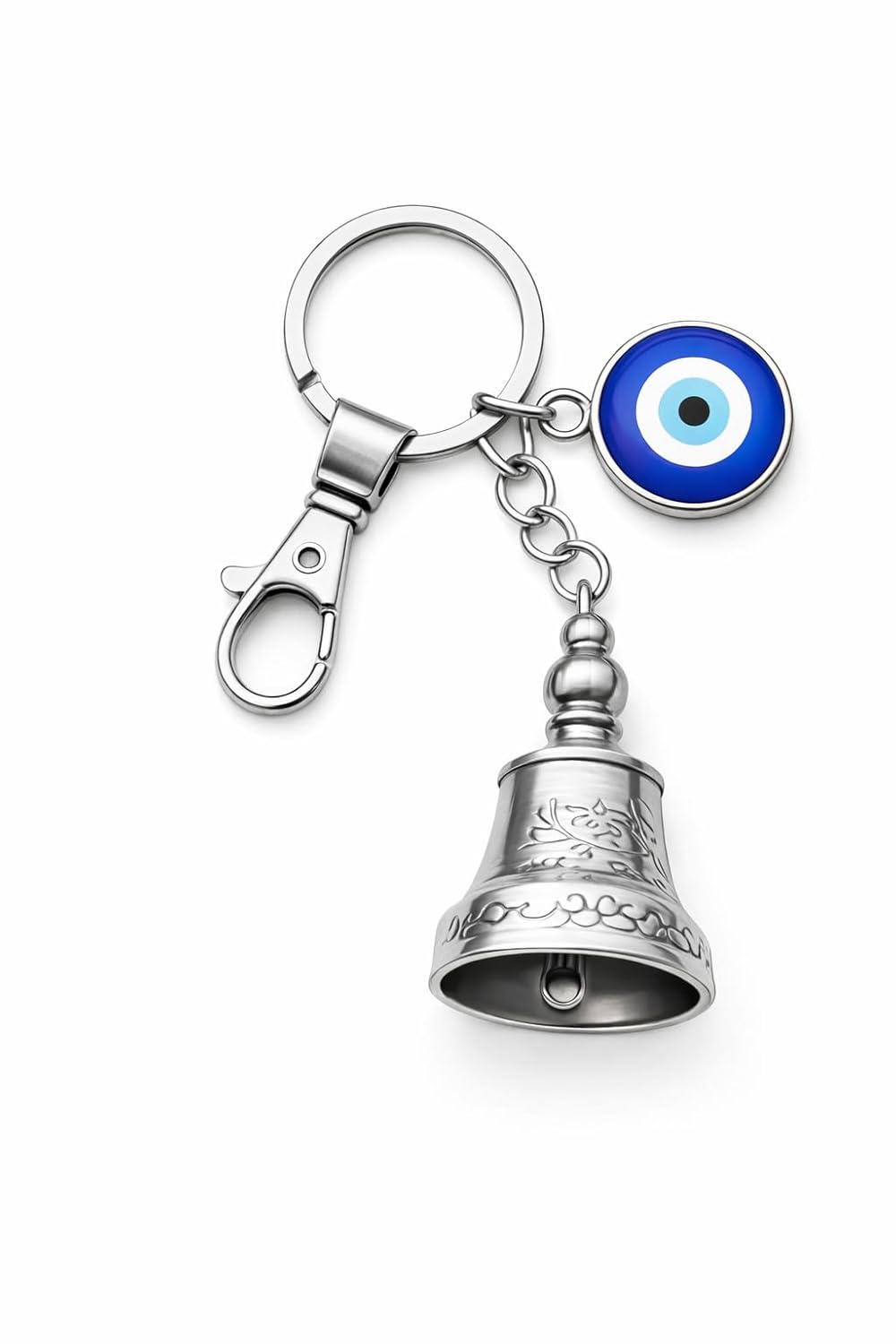 AutokraftZ Silver Guardian Bell with Tibetan Keychain for Motorcycle & Bike - Silver