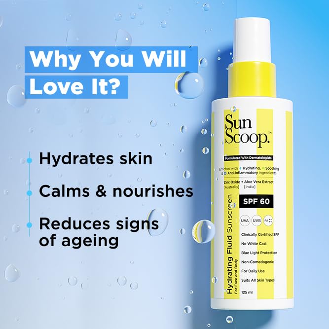 SunScoop Hydrating Fluid Sunscreen for Face and Body SPF 60 PA++++ Broad Spectrum