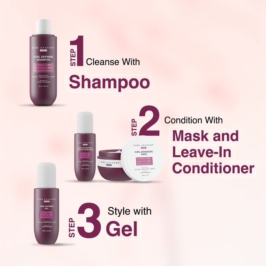 Bare Anatomy Curl Defining Shampoo + Hair Mask + Leave-In Conditioner + Gel