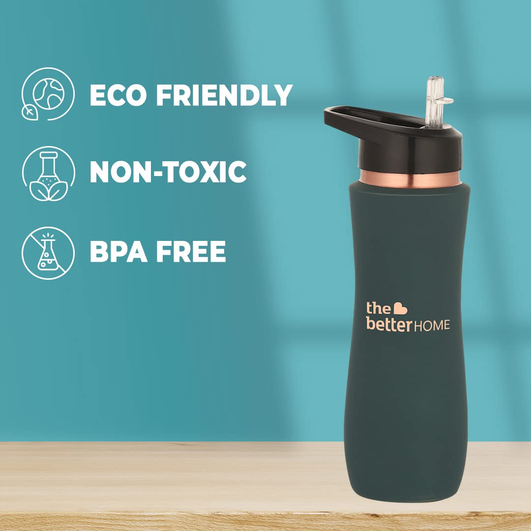 Silicone sleeve with interchangeable nozzles for a bottle, featuring 'the better HOME' brand.