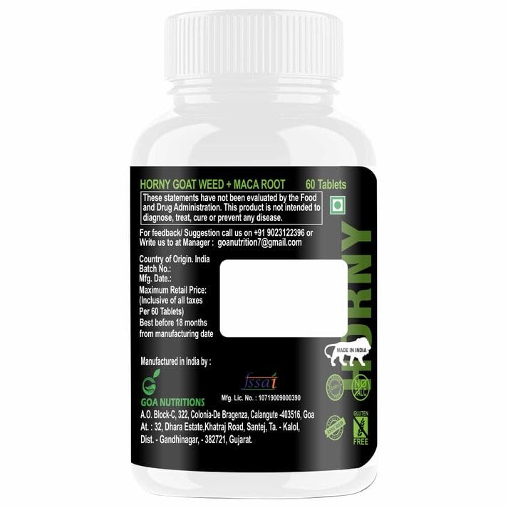Goa Nutritions Hornygoatweed With Maca Root Powder,  60 Tablets