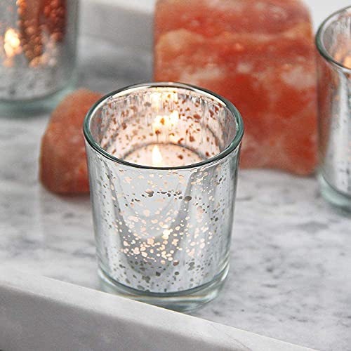 The Purple Tree Silver Mercury Votive Tealight Candle Holders For Diwali Christmas (Pack Of 6)