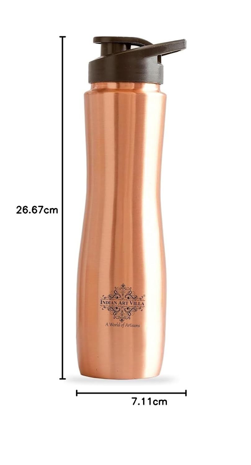 INDIAN ART VILLA Pure Copper Sipper Bottle - 1 Litre