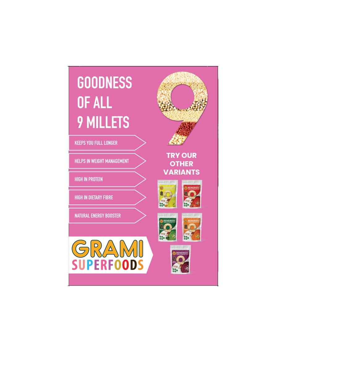 Grami Superfoods Renergee 9 Millets Instant Hot & Sour Soup - Pack of 12 - 240g