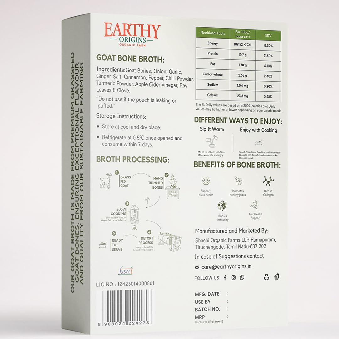 Earthy Origins Grass-Fed Goat Bone Broth - 200ml