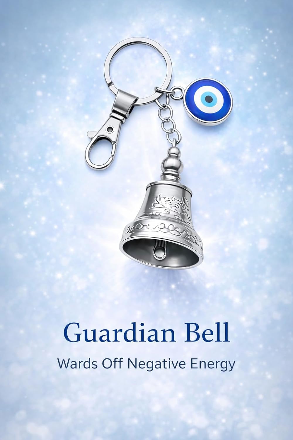 AutokraftZ Silver Guardian Bell with Tibetan Keychain for Motorcycle & Bike - Silver